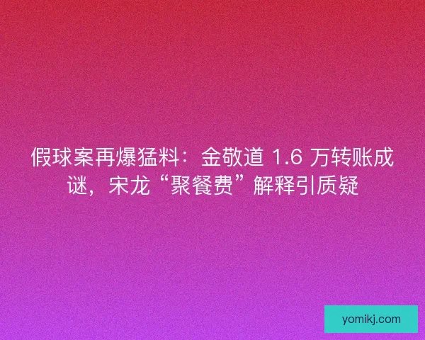 假球案再爆猛料：金敬道 1.6 万转账成谜，宋龙 “聚餐费” 解释引质疑