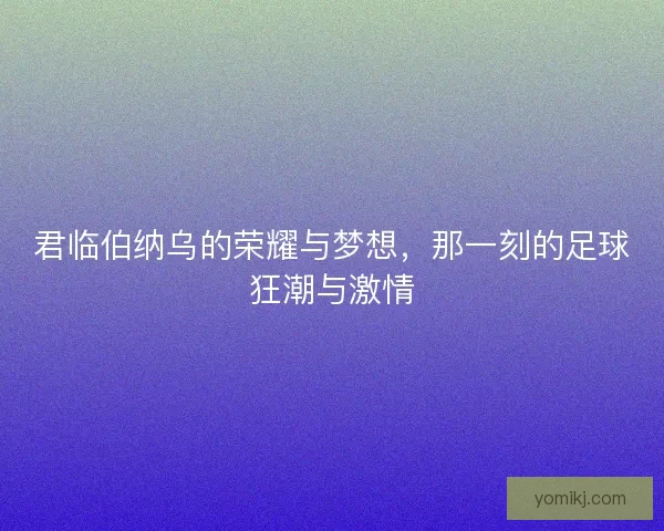 君临伯纳乌的荣耀与梦想，那一刻的足球狂潮与激情